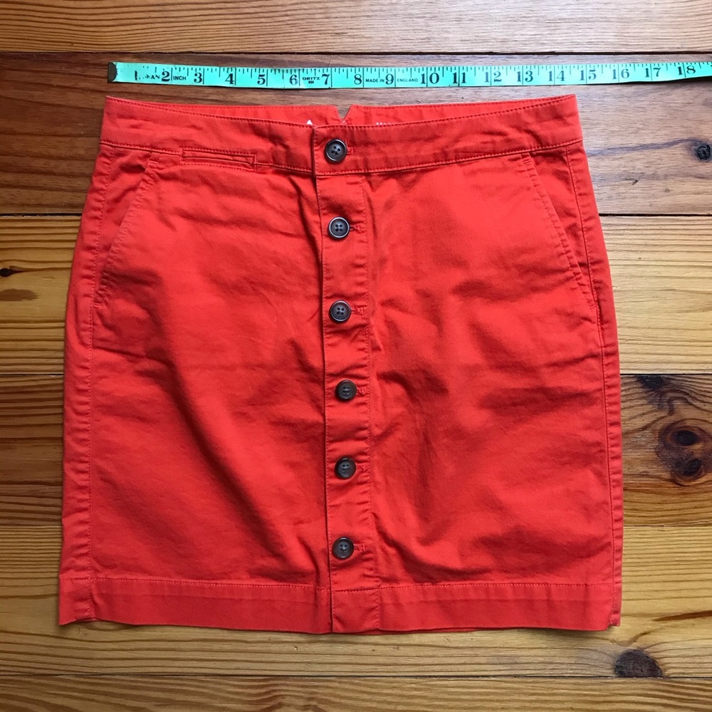Gap Bright Orange Cotton Button Down Mini Skirt, … - image 6